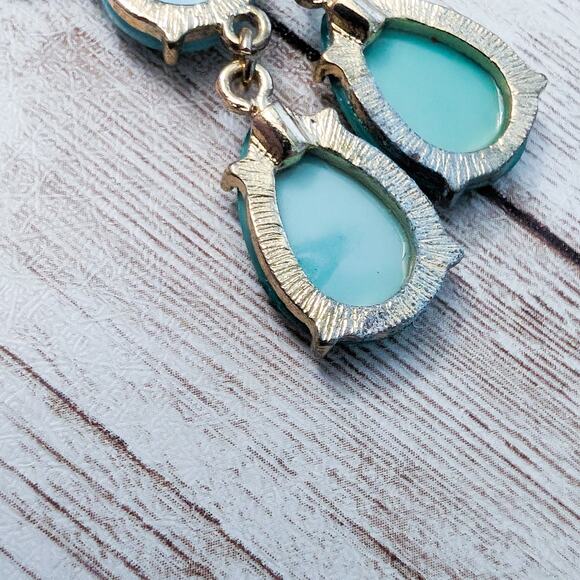 Vintage Earrings For Pierced Ears - Bluey Green Tones Dangle - Picture 8 of 10